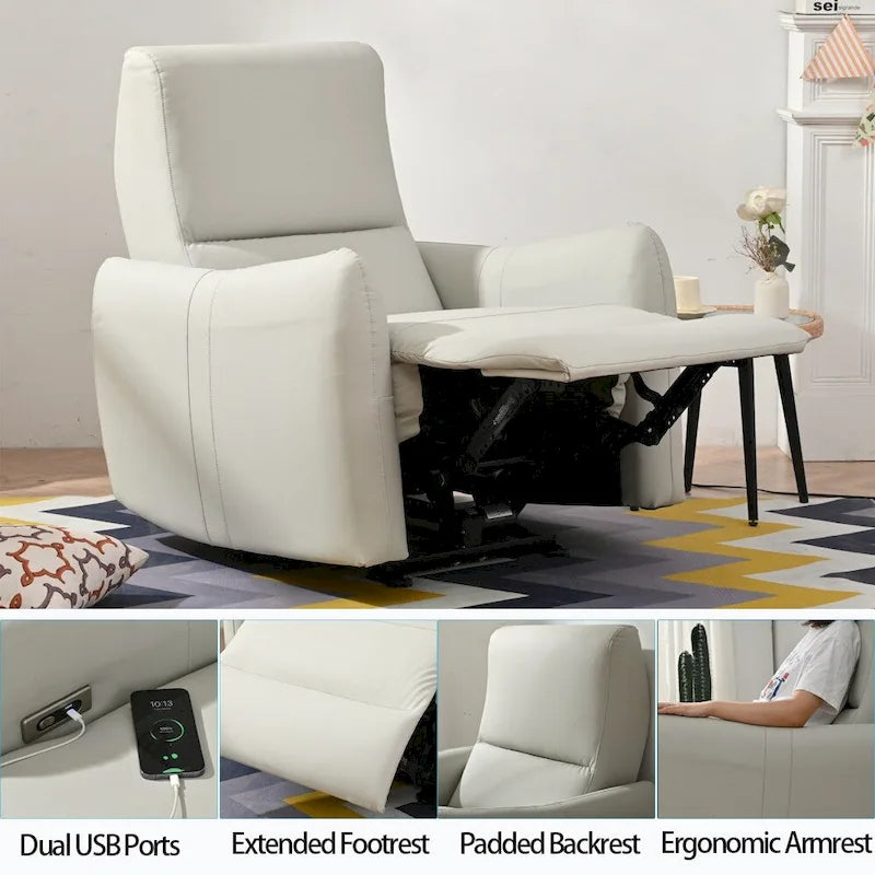 Power Recliner with USB Port, Space-Saving Wall Hugger Recliner