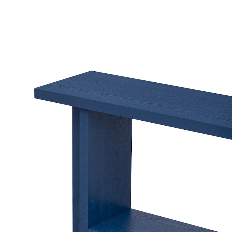 Vintage-Inspired Console Table, Ash Wood Veneer with T-Leg Design for Study, Entryway, Hallway, Living Room