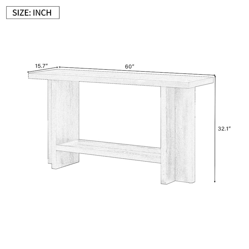 Vintage-Inspired Console Table, Ash Wood Veneer with T-Leg Design for Study, Entryway, Hallway, Living Room