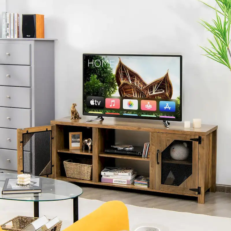 TV Stand Entertainment Media Center for TVs up to 65 w/Steel - 58 x 15.5 x 24