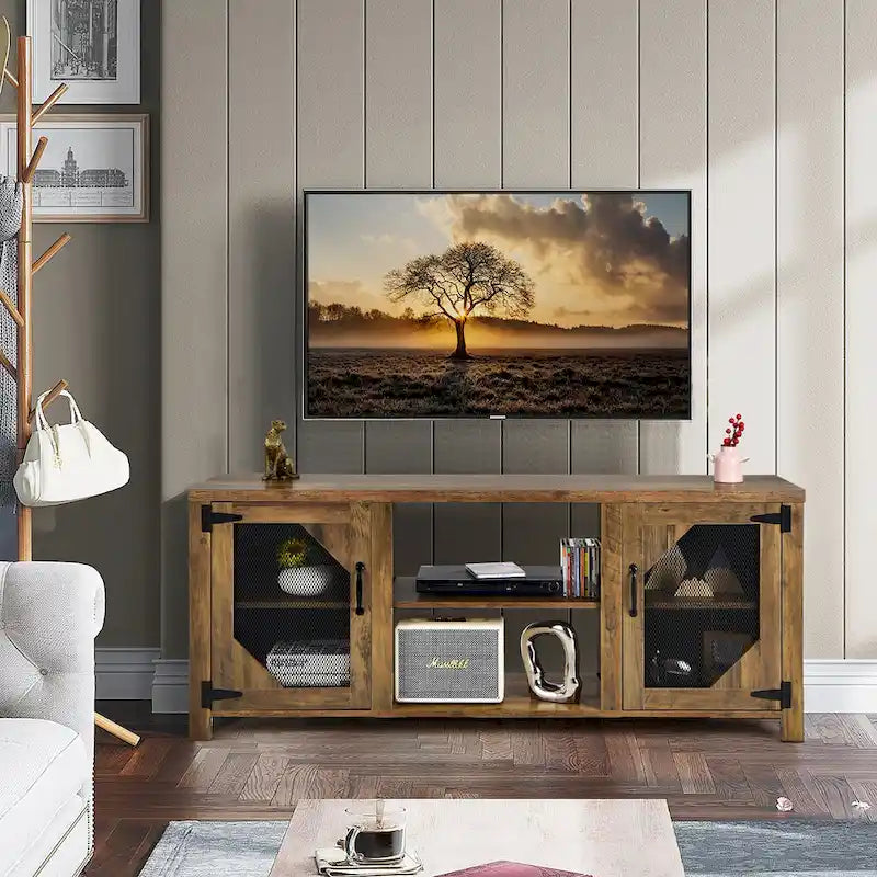 TV Stand Entertainment Media Center for TVs up to 65 w/Steel - 58 x 15.5 x 24
