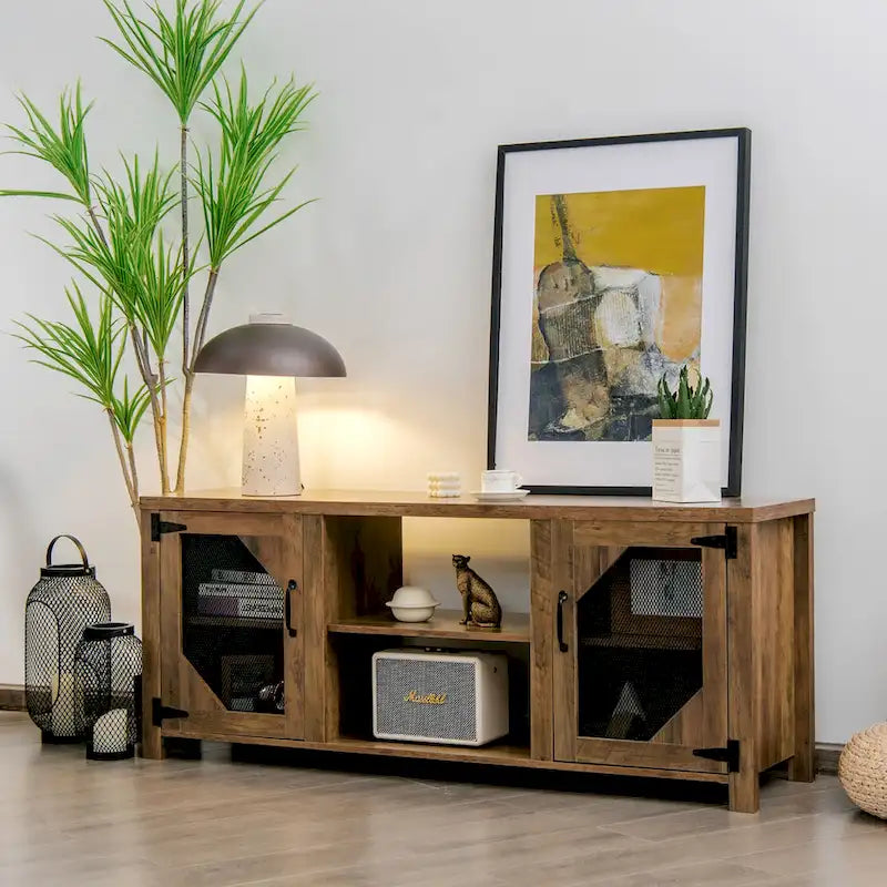 TV Stand Entertainment Media Center for TVs up to 65 w/Steel - 58 x 15.5 x 24