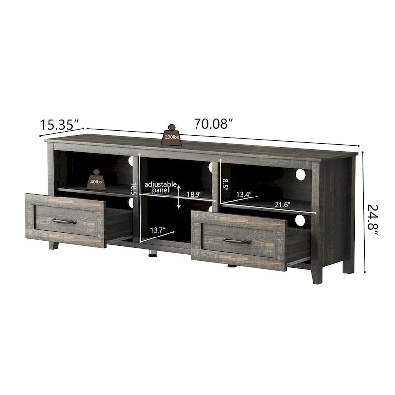 70 TV Stand with Drawers & Storage for TVs Up to 60