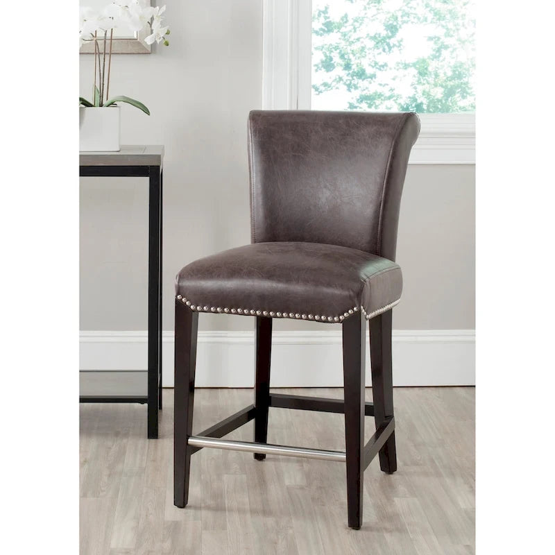 Black Faux Leather 23-inch Counter Stool - 18.7 W x 23 D x 36.4 H - 19Wx23Dx36H