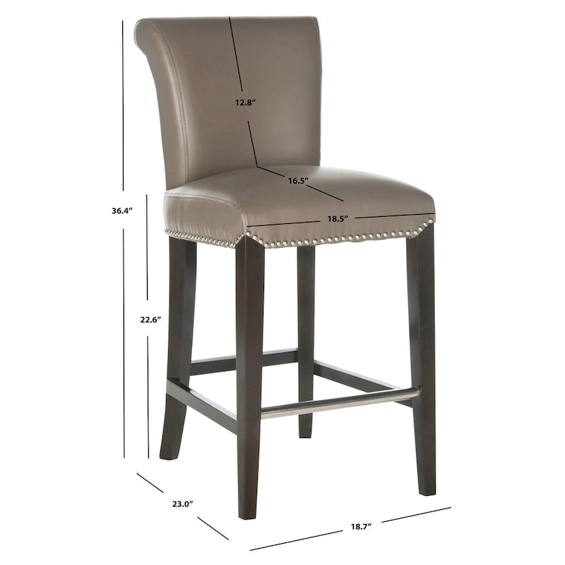 Black Faux Leather 23-inch Counter Stool - 18.7 W x 23 D x 36.4 H - 19Wx23Dx36H