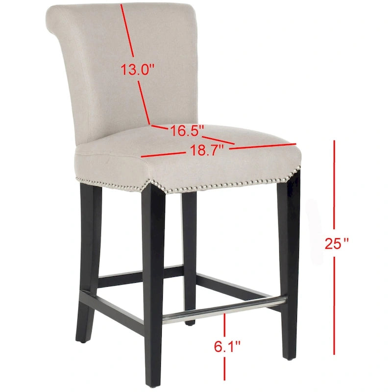 Black Faux Leather 23-inch Counter Stool - 18.7 W x 23 D x 36.4 H - 19Wx23Dx36H