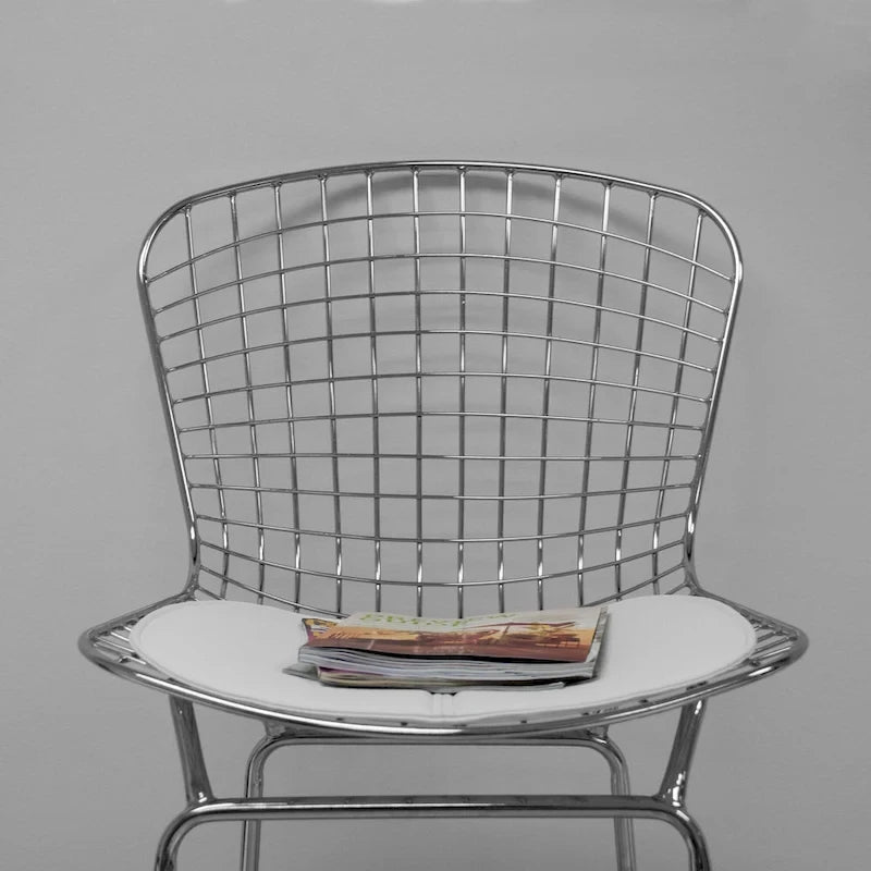 Mid Century Modern Chrome Wire Counter Stool (Set of 2) - N/A