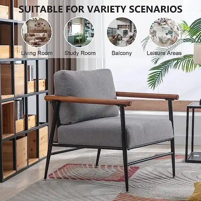 Comfy Simple Upholstered Single Armchair for Living Room