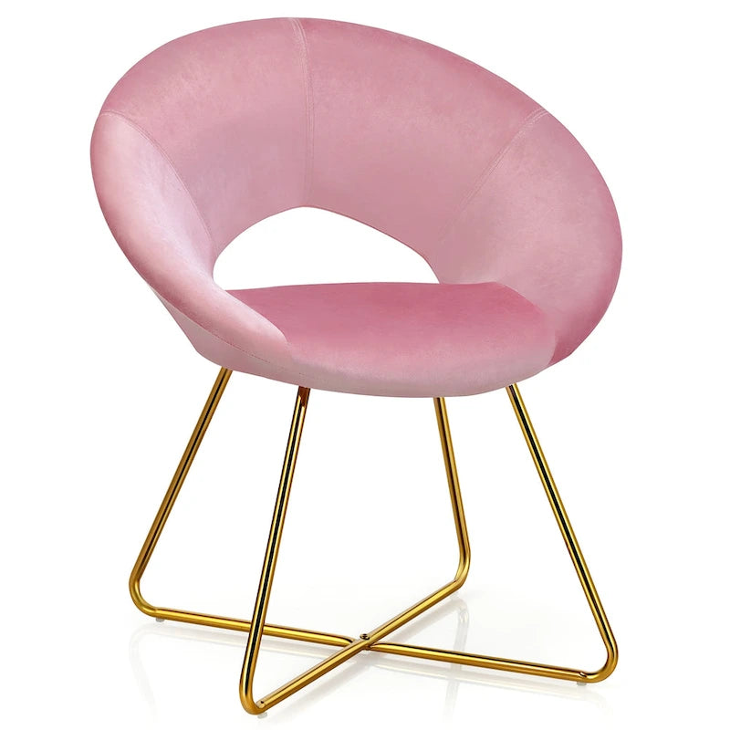 Modern Velvet Accent Chair Upholstered Vanity Chair w/Golden