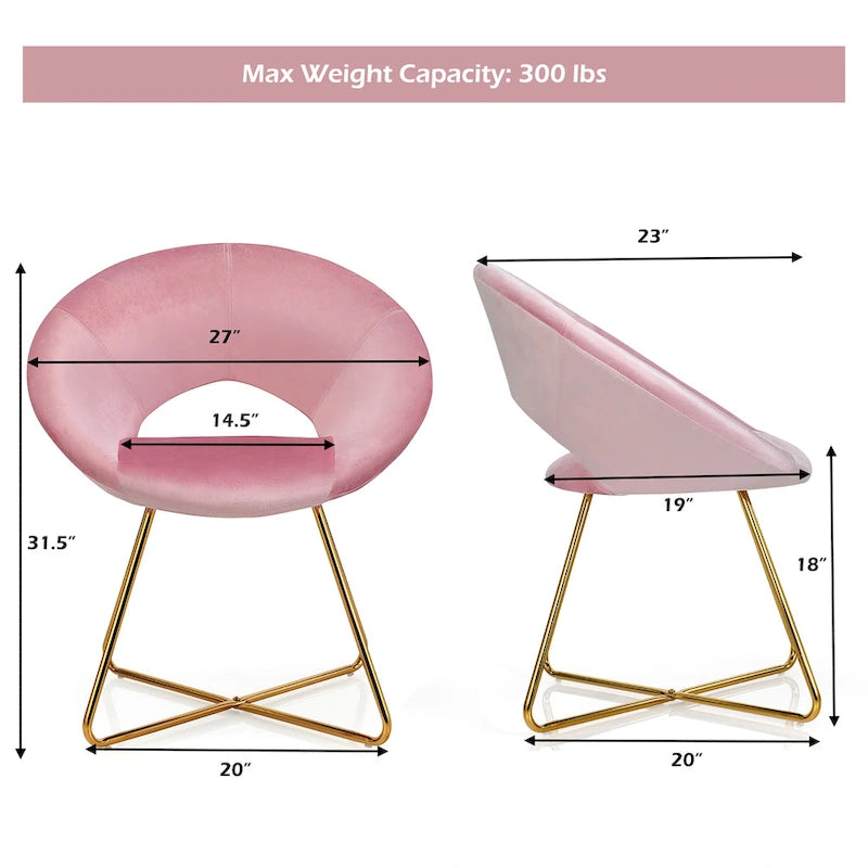Modern Velvet Accent Chair Upholstered Vanity Chair w/Golden