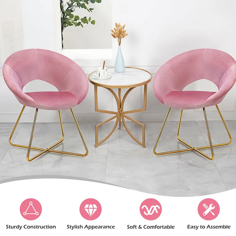Modern Velvet Accent Chair Upholstered Vanity Chair w/Golden
