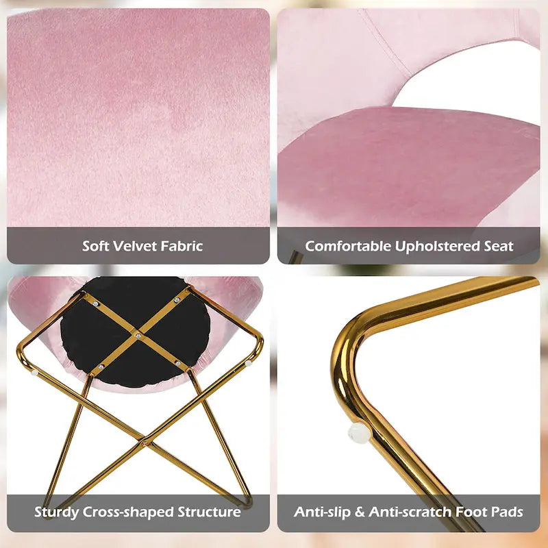 Modern Velvet Accent Chair Upholstered Vanity Chair w/Golden