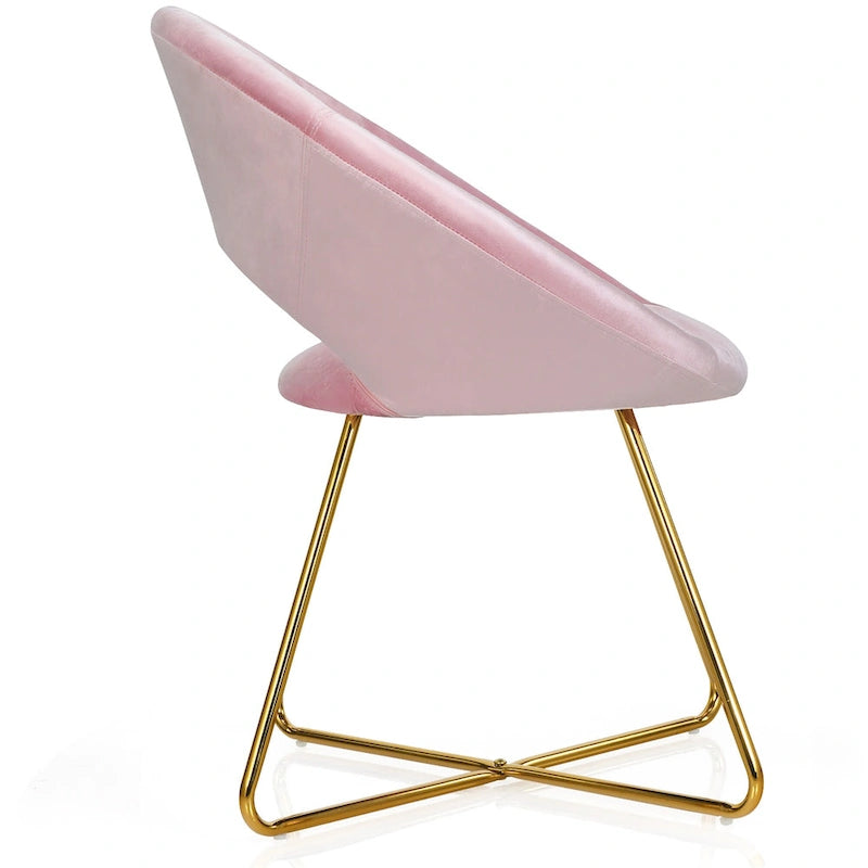 Modern Velvet Accent Chair Upholstered Vanity Chair w/Golden