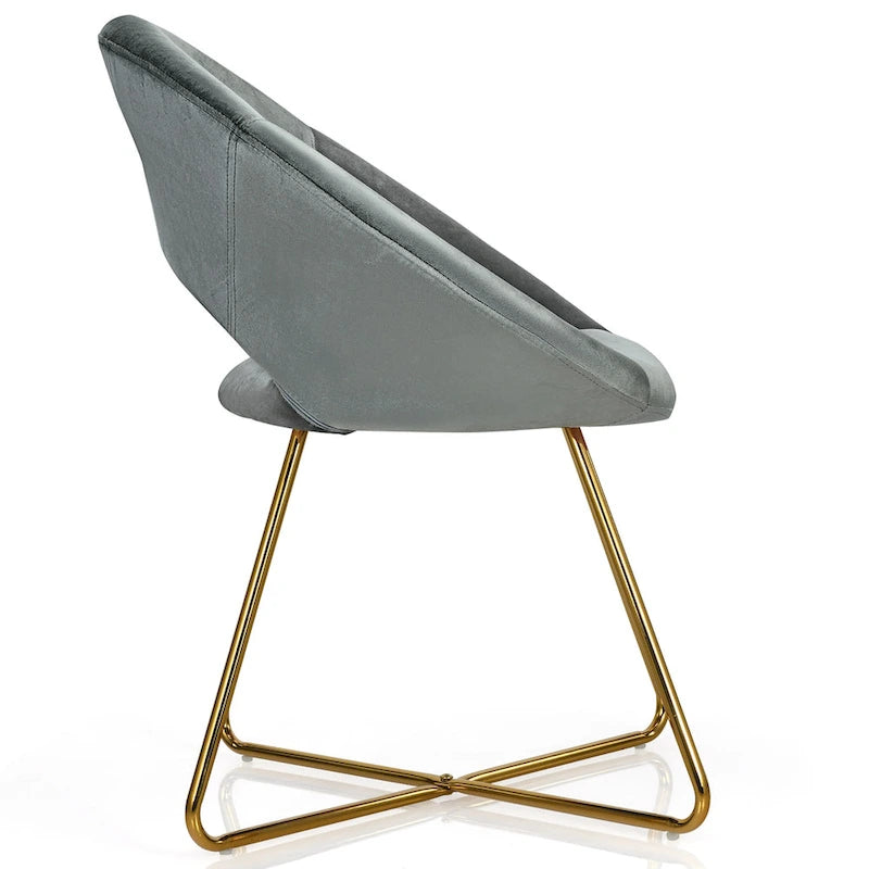 Modern Velvet Accent Chair Upholstered Vanity Chair w/Golden