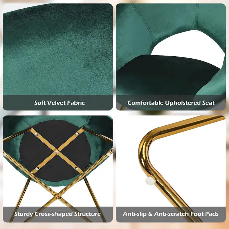 Modern Velvet Accent Chair Upholstered Vanity Chair w/Golden