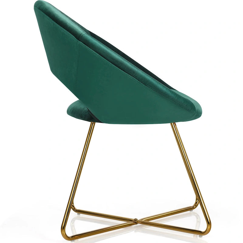 Modern Velvet Accent Chair Upholstered Vanity Chair w/Golden