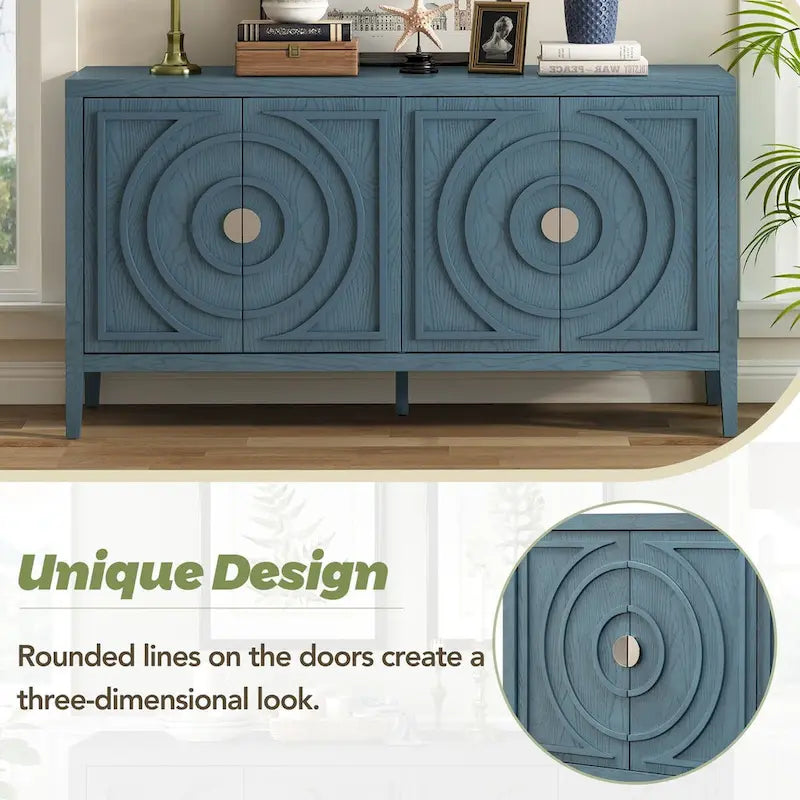 Retro Sideboard door with Circular Groove Design cabinets - N/A