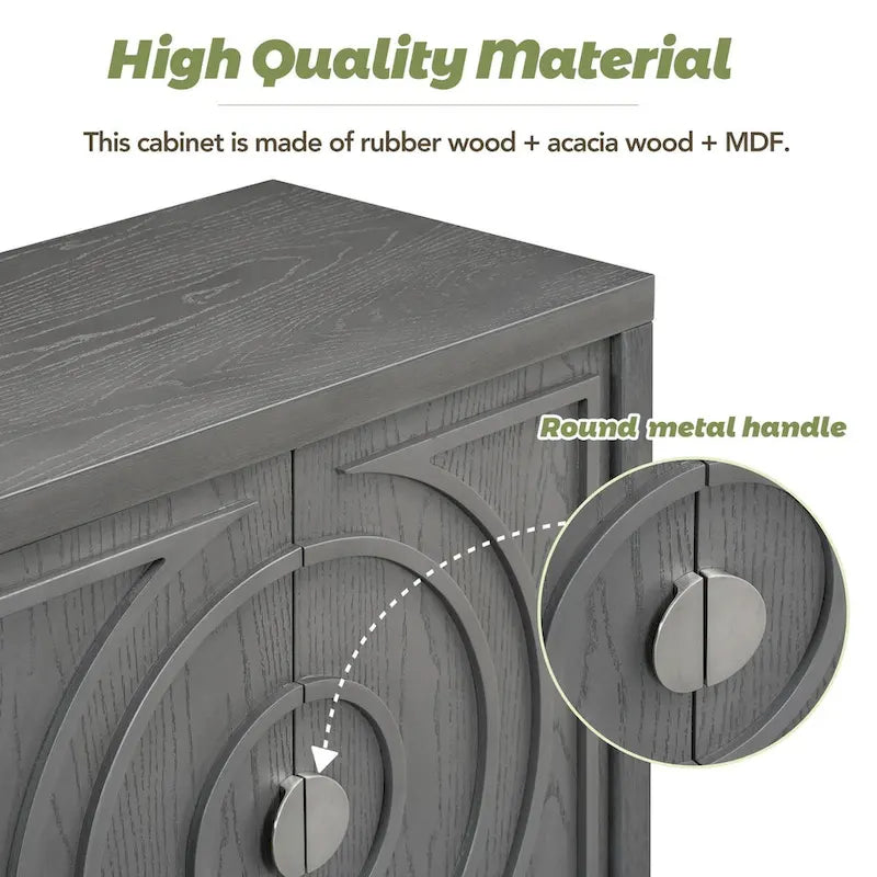 Retro Sideboard door with Circular Groove Design cabinets - N/A