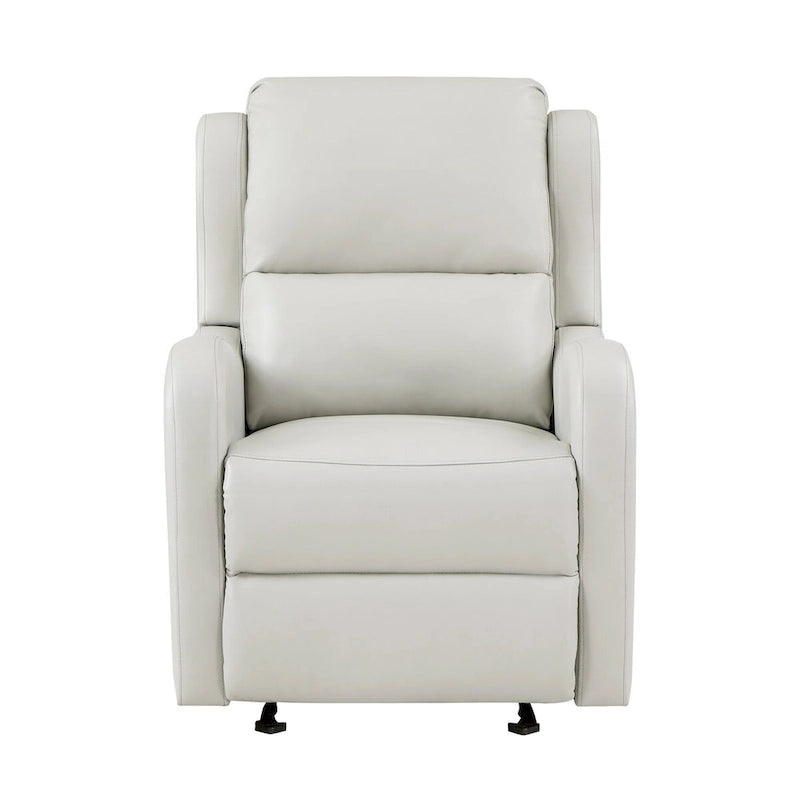 39 Inch Glider Manual Recliner Chair, Off White Faux Leather