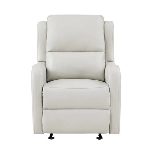 39 Inch Glider Manual Recliner Chair, Off White Faux Leather