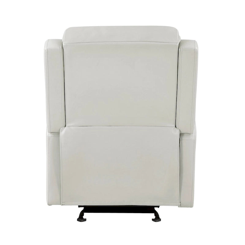 39 Inch Glider Manual Recliner Chair, Off White Faux Leather