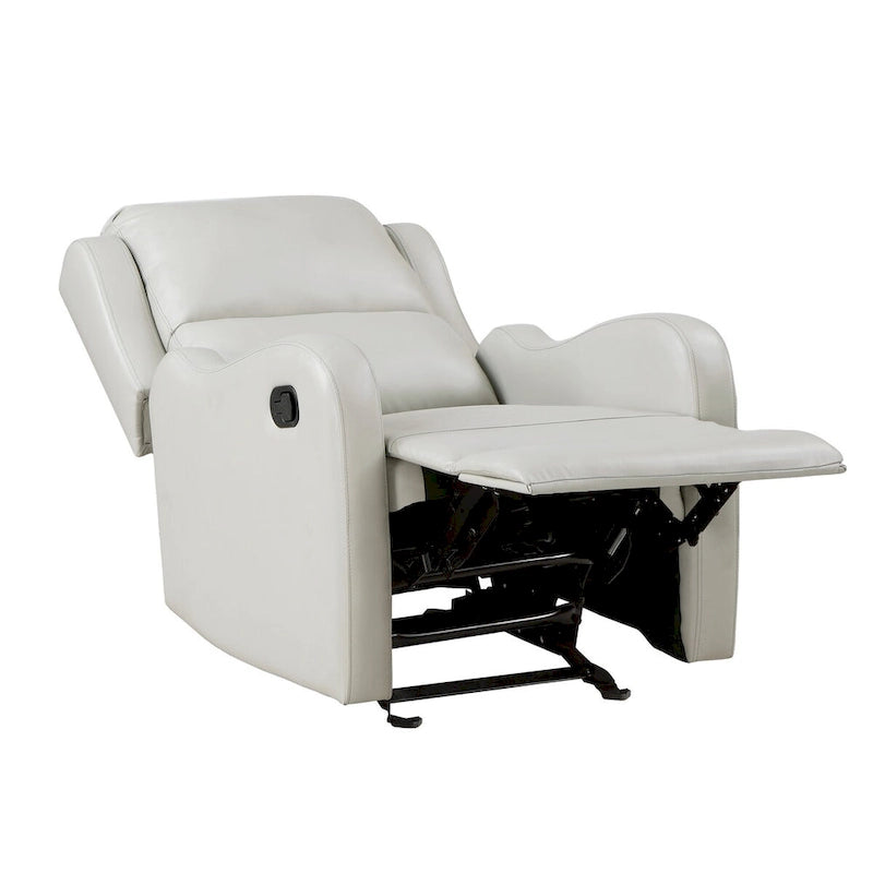 39 Inch Glider Manual Recliner Chair, Off White Faux Leather