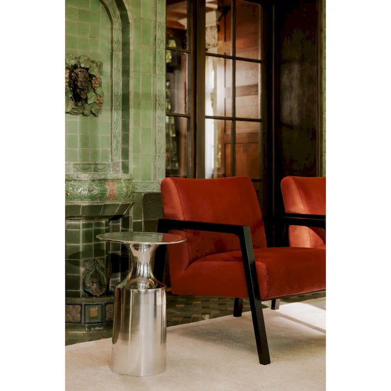 Polised Aluminum Accent Table - 14.5W x 14.5D x 21H