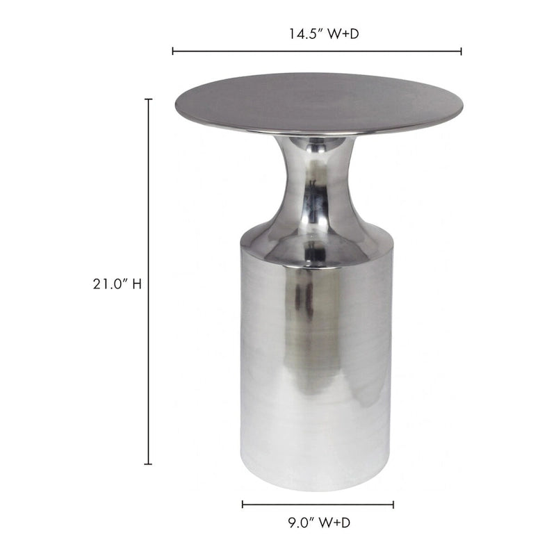 Polised Aluminum Accent Table - 14.5W x 14.5D x 21H