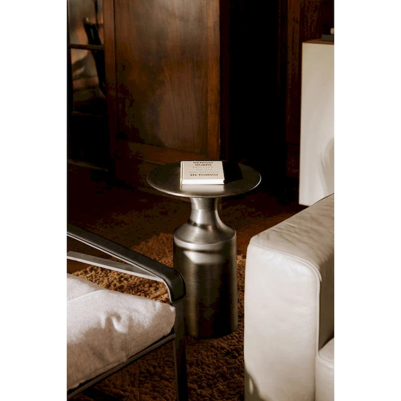 Polised Aluminum Accent Table - 14.5W x 14.5D x 21H