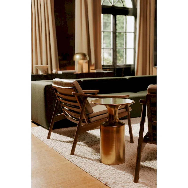 Polised Aluminum Accent Table - 14.5W x 14.5D x 21H