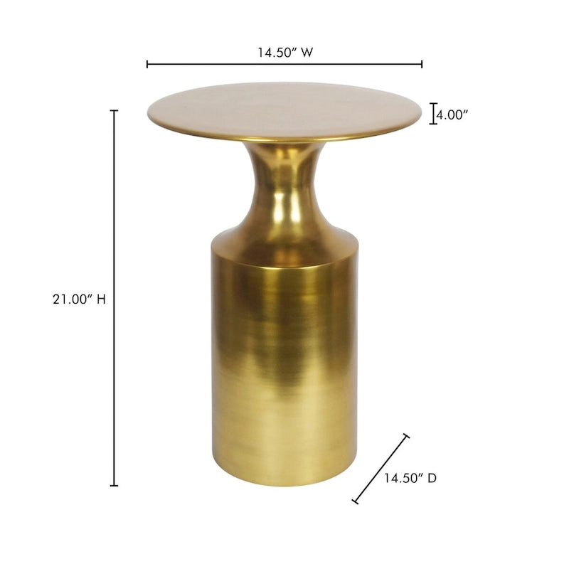 Polised Aluminum Accent Table - 14.5W x 14.5D x 21H