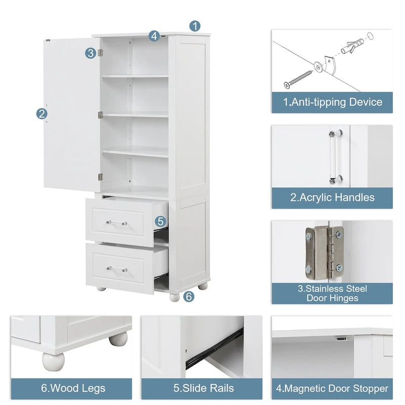 Tall Bathroom Storage Cabinet, Freestanding Storage Cabinet