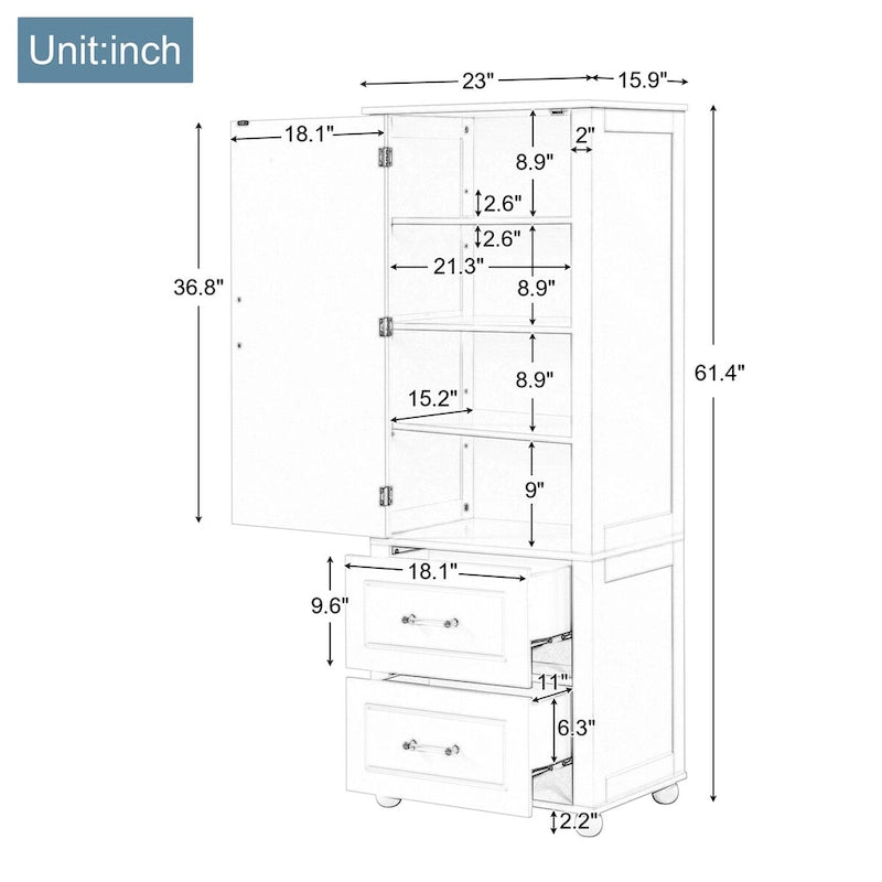 Tall Bathroom Storage Cabinet, Freestanding Storage Cabinet