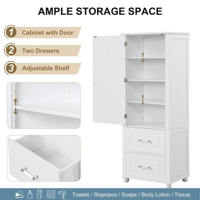 Tall Bathroom Storage Cabinet, Freestanding Storage Cabinet