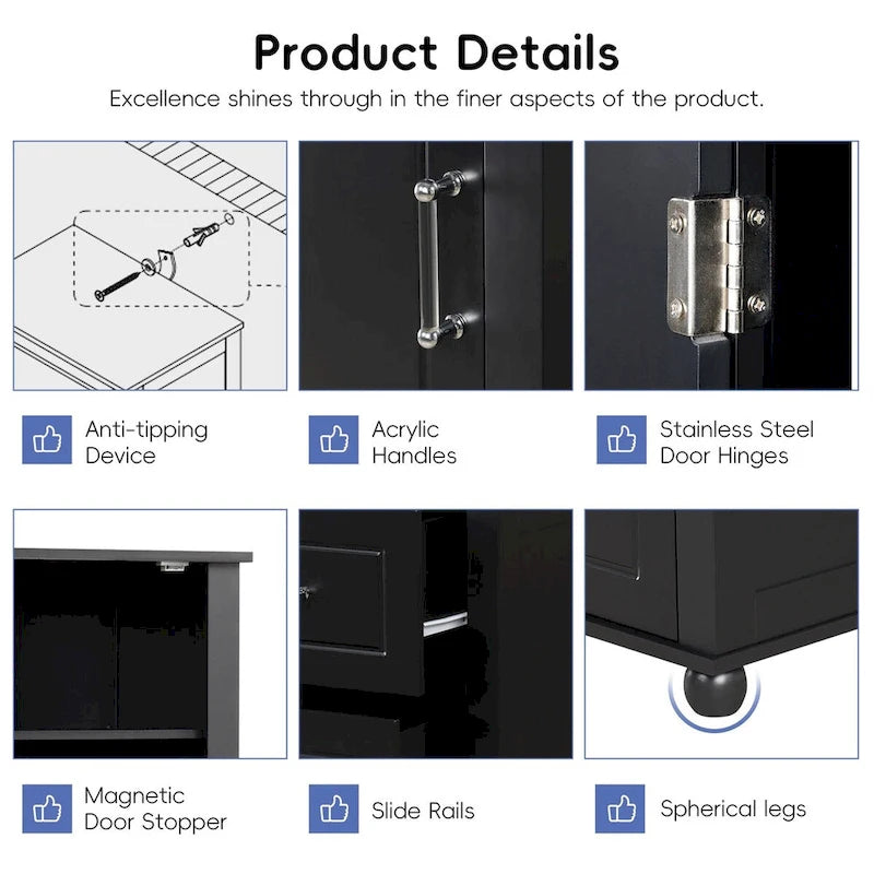 Tall Bathroom Storage Cabinet, Freestanding Storage Cabinet