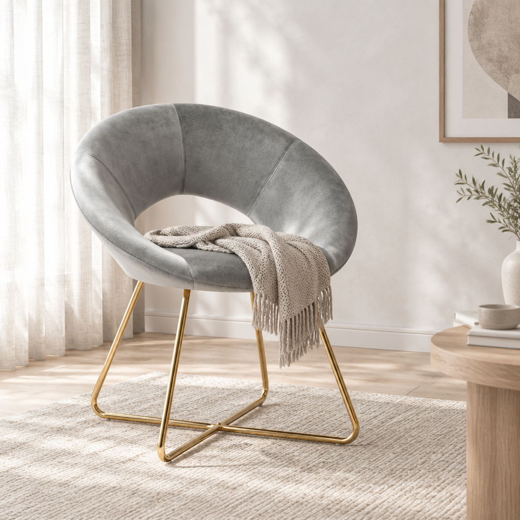Nordic Grey Velvet Accent Chair Editorial